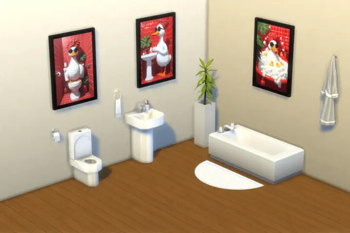 Cool duck in the bathroom, 3 types of colorful, funny duck bathroom paintings