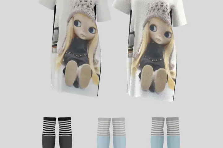 [charon&roqiqi]Off-shoulder long T-shirt_suit