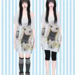 [charon&roqiqi]Off-shoulder long T-shirt_suit