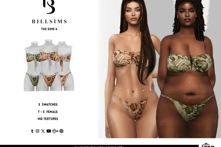 Snake Print Bandeau Bikini Set
