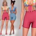 Layla - Flutter-sleeve crop top and high-waisted shorts (the citrus bloom set)
