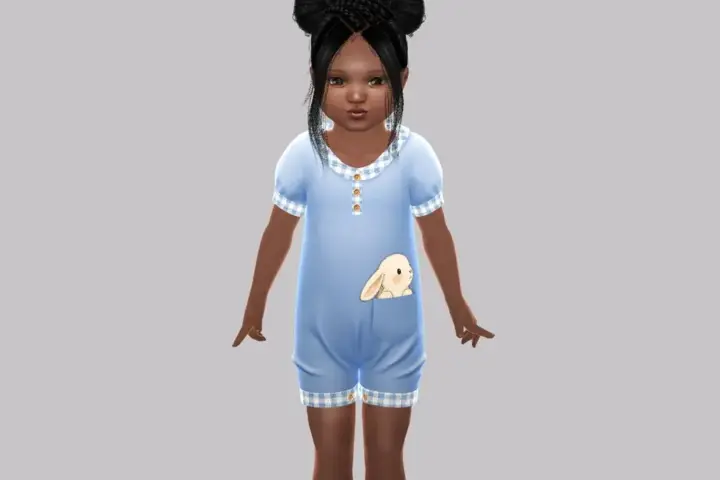 Toddler - Cozy gingham-trim romper with playful pocket friend detail