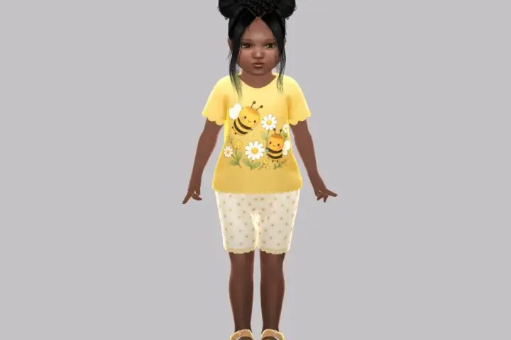 Toddler - Sunny bee shorts set with sweet daisy charm