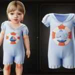 Infant - Soft sailor romper with charming seaside applique details