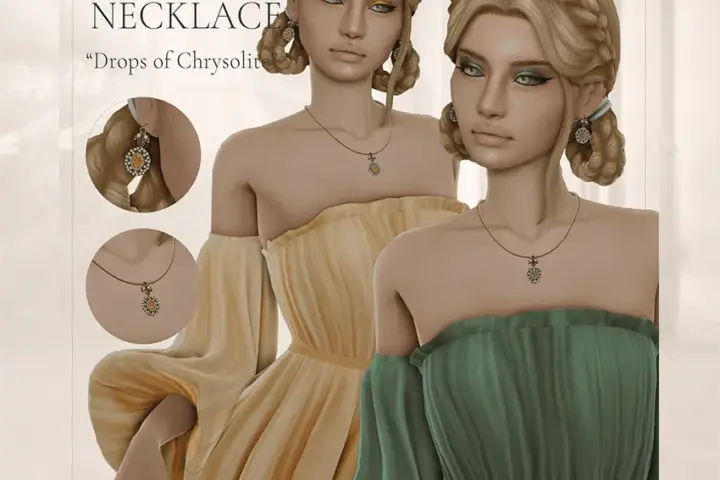 Medieval CC Jewelry Set "Drops of Chrysolite" | Earrings & Necklace