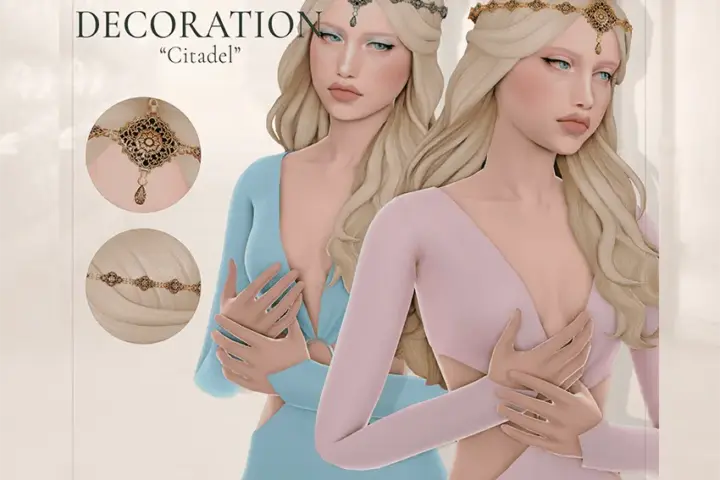 Sims 4 CC Medieval Crown & Head Accessory "Citadel" | Fantasy Circlet
