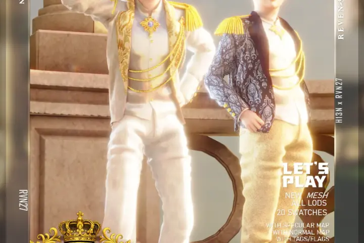 Boy's Gold Rope Ornate Brooch Formal Shirt