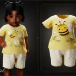Infant - Cheerful bee shorts set with daisy print details