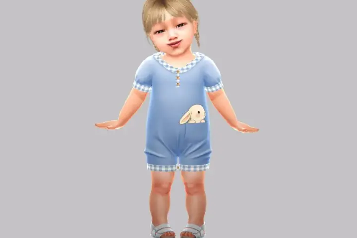 Infant - Soft gingham-trim romper with cute pocket print details