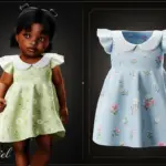 Infant - Delicate floral dress with flutter sleeves and Peter Pan collar