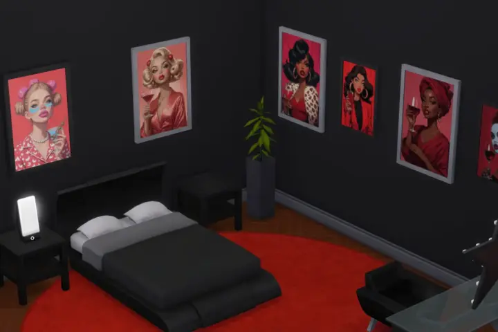 Girls with cocktails picture set