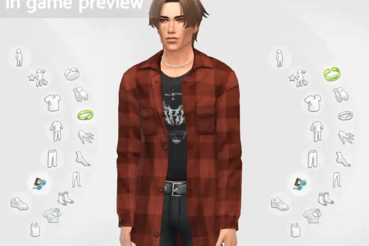 Grunge Checkered Shirt as Accessory [Male set]