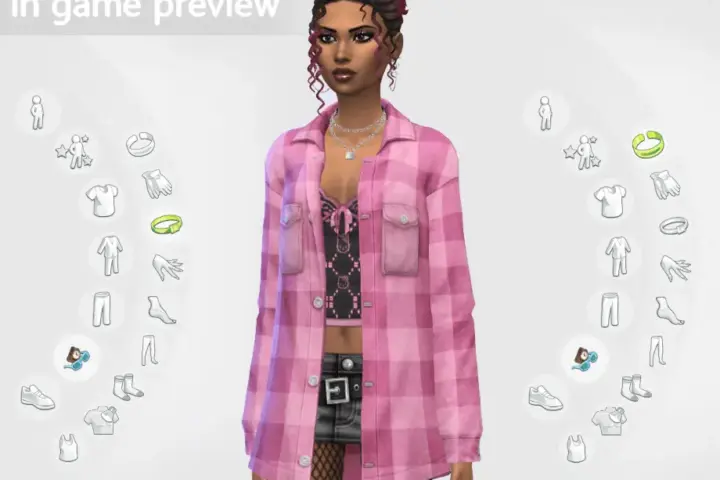 Grunge Checkered Shirt as Accessory [Female set]