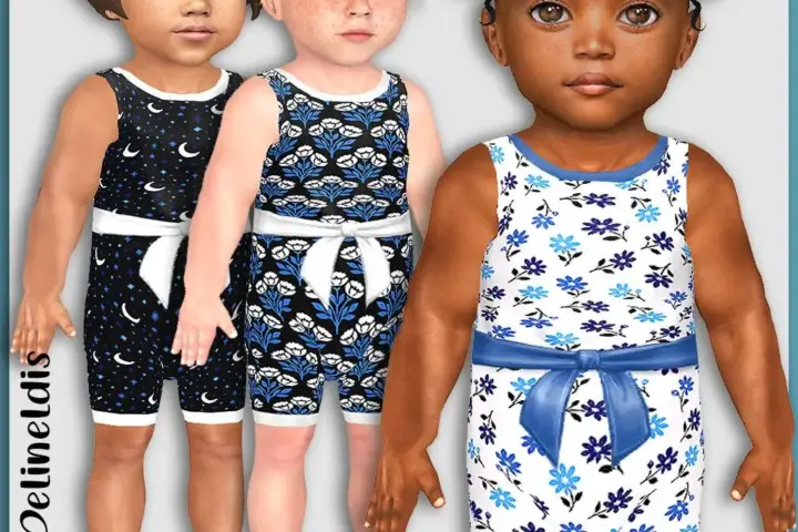Infants Blue and Noir Playsuits