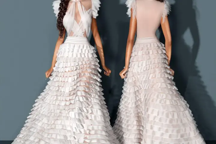 Платье - Halter Tiered Skirts Ruffle Bridal Gown