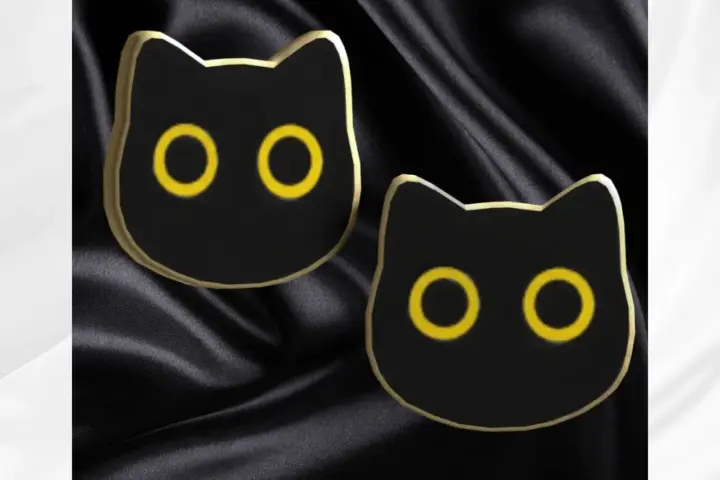 Black Stud Cat Earrings