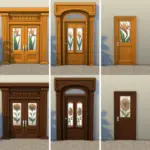 Colorful doors with floral patterned windows
