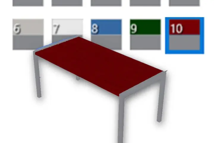 A garden table in many colors