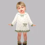 Infant - Cozy floral dress with ruffled trim and sweet bows