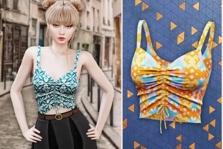 Ruched drawstring crop top