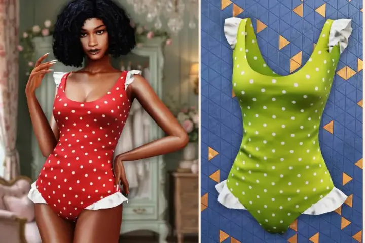 Ruffle polka dot swimsuit