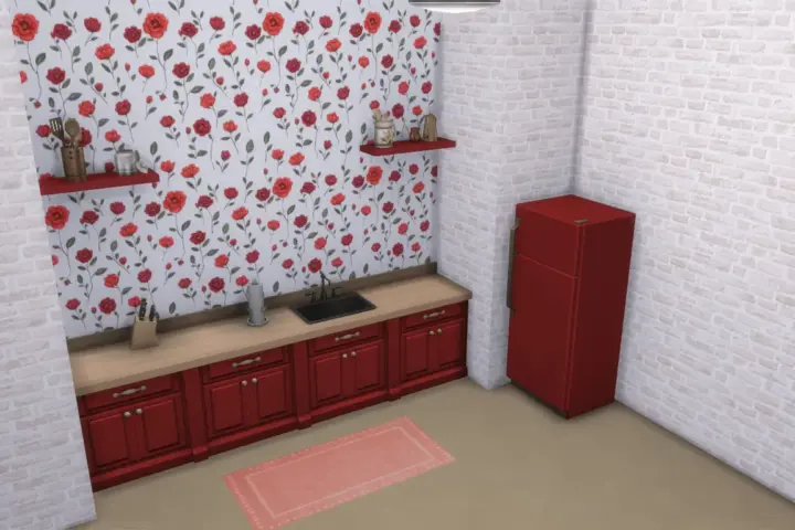 Floral antique kitchen set