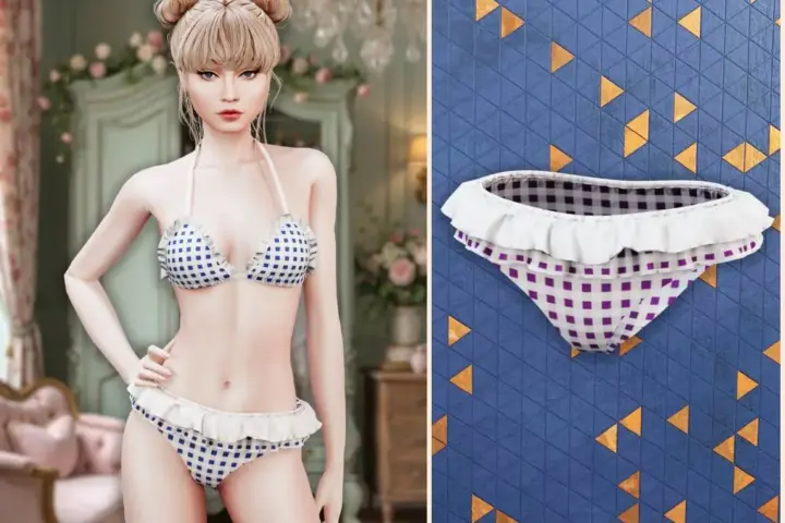 Ruffle gingham bikini bottom
