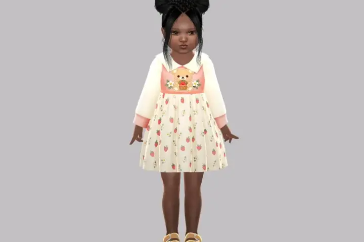 Toddler - Sweet strawberry dress with playful collar and cute print