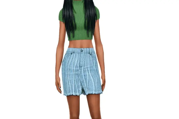 Wave Stripe Demin Skirt