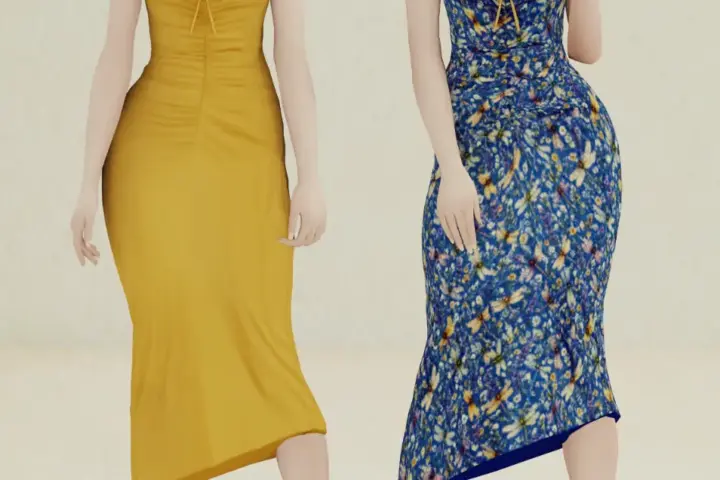 valerie ruched tie-front midi dress