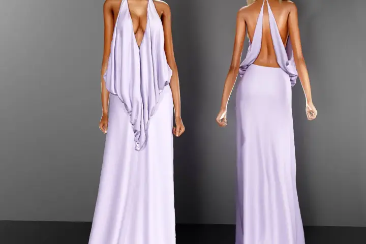 Draped Plunge Silk Dress