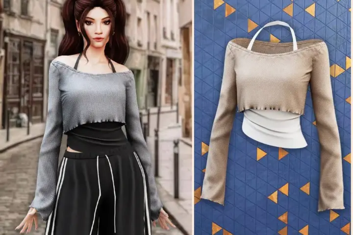 Layered off shoulder crop top