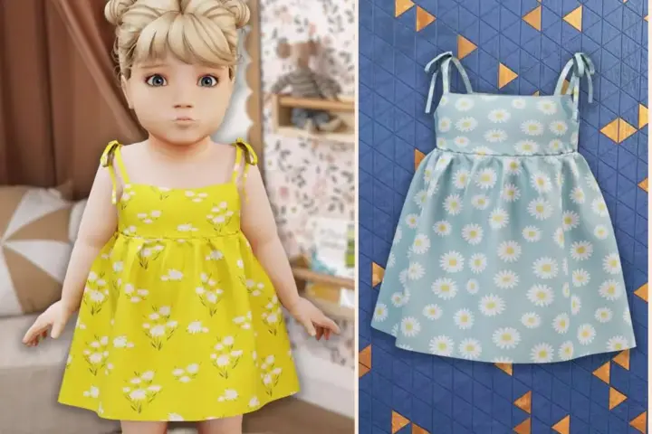 Infant - Floral tie strap dress