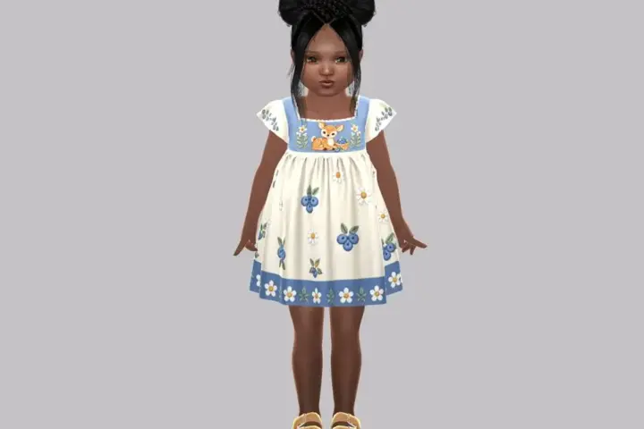 Toddler - Charming berry print dress with floral trim details