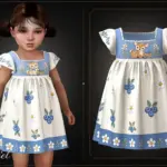 Toddler - Charming berry print dress with floral trim details