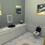 Confetti x bubblegum blue bathroom