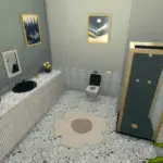 Confetti x bubblegum blue bathroom