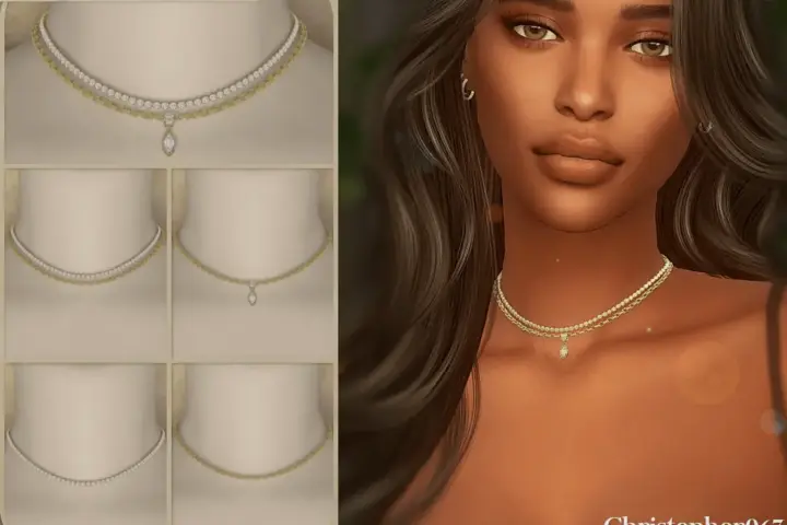 Visage Necklace Set - Diamond and Chain Layered Necklaces