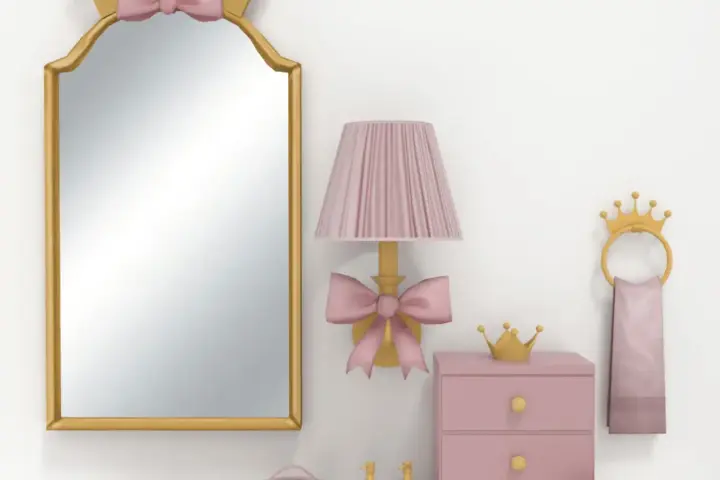 Princess Beauty Set - Lamp, Mirror & Bathroom Clutter | 8 Pieces
