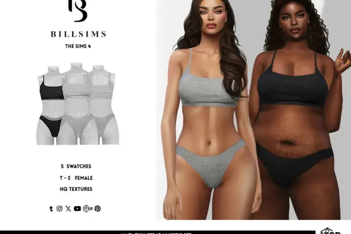 Marl Thin Strap Lingerie Set