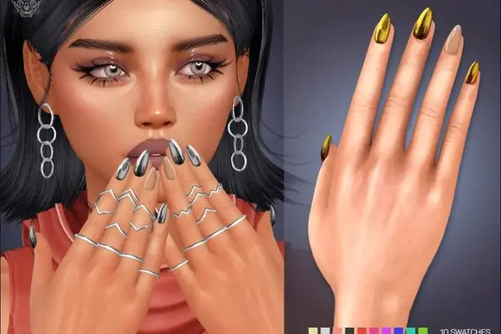 Short Stiletto Mirror Beige Nails