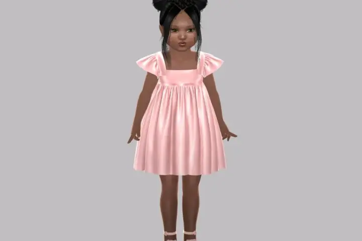 Toddler - Elegant satin dress with flutter sleeves and gathered skirt