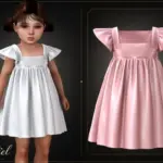 Toddler - Elegant satin dress with flutter sleeves and gathered skirt