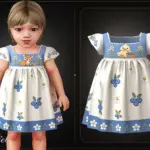 Infant - Whimsical berry print dress with floral border trim