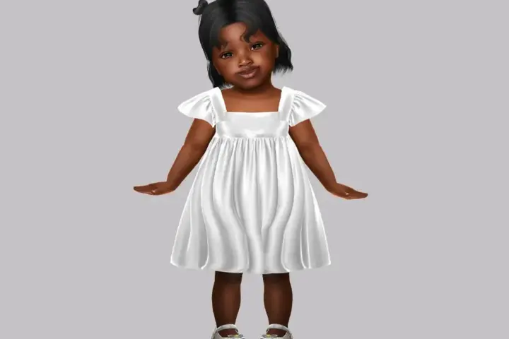 Infant - Delicate party dress with flutter sleeves and silky shine