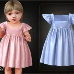 Infant - Delicate party dress with flutter sleeves and silky shine