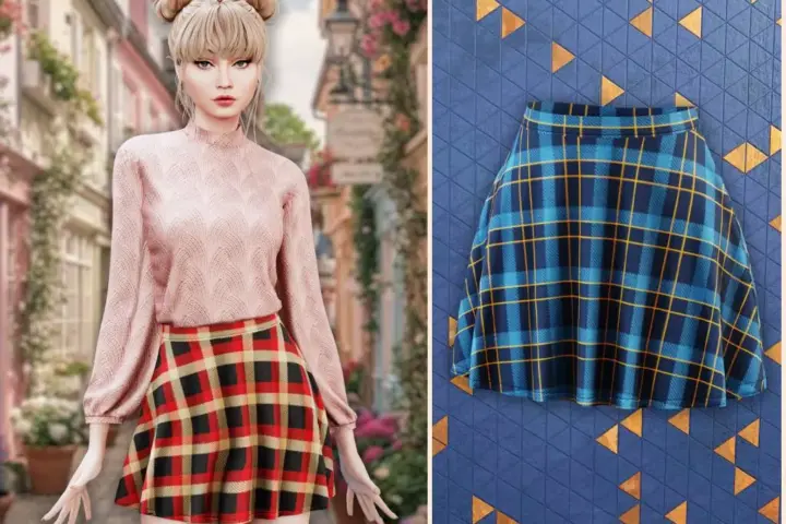 Plaid skater mini skirt
