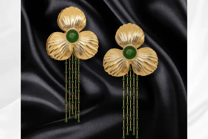 Golden Clover Drop Earrings