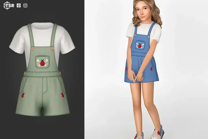 Tatum Dungarees With Ladybug Pocket And T Shirt Child