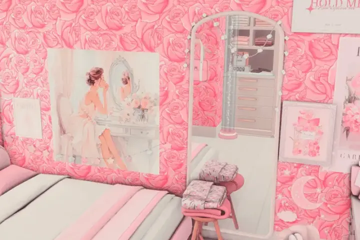 roses wallpaper & floor set by strawberrysims